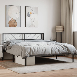 Estructura de cama con cabecero metal negro 150x200 cm D