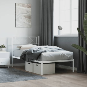 Estructura de cama de metal con cabecero blanco 75x190 cm D