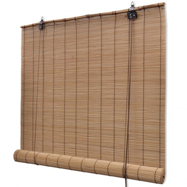 Persianas enrollables de bambú marrón 120x160 cm D