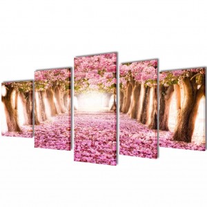 Set decorativo de telas para parede de flores de cerejeira 100 x 50 cm D