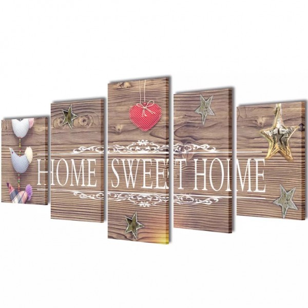 Set decorativo de telas para parede Home sweet home 100x50cm D