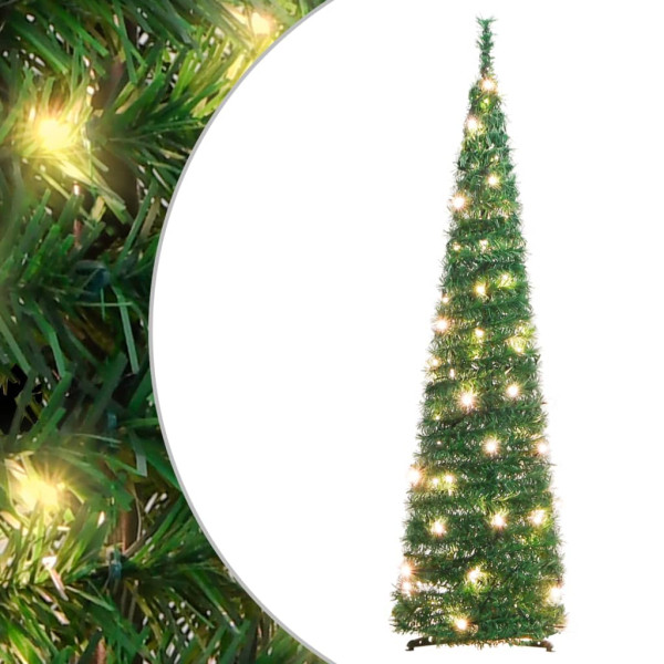 Árbol de Navidad artificial desplegable 50 LED verde 120 cm D