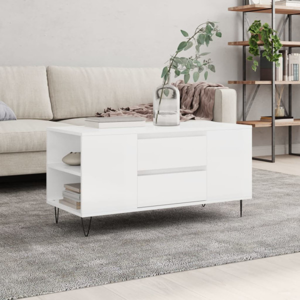 Mesa de centro madeira engenharia branco brilho 102x44.5x50 cm D