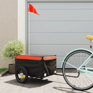 Reboque de carga para bicicleta de ferro preto e laranja 30 kg D