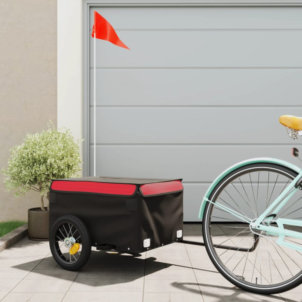 Remolque de carga para bicicleta hierro negro y rojo 30 kg D