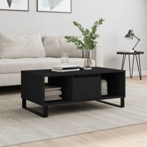 Mesa de centro madera contrachapada negro 90x50x36.5 cm D