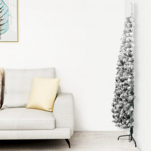 Mitad árbol Navidad artificial delgado con nieve 180 cm D