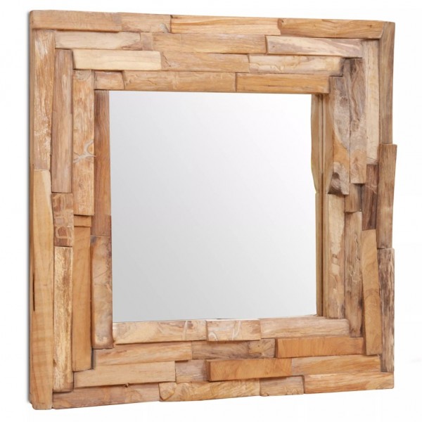 Espelho decorativo de teca 60x60 cm quadrados D