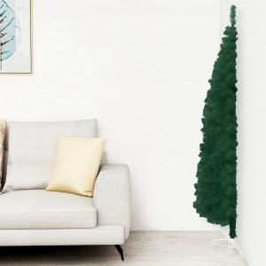 Medio árbol de Navidad artificial con soporte verde 240 cm D