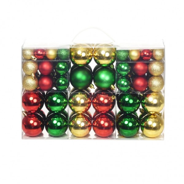 Bolas de Navidad 100 unidades rojo/dorado/verde D