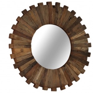 Espelho de parede de madeira maciça reciclada de 50 cm D
