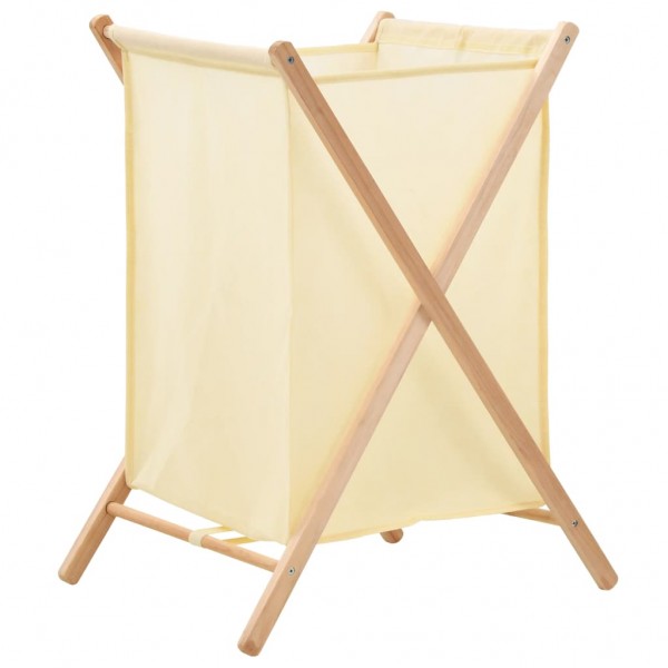 Cesto de roupas sujas madeira de cedro e tecido beige 42x41x64 cm D