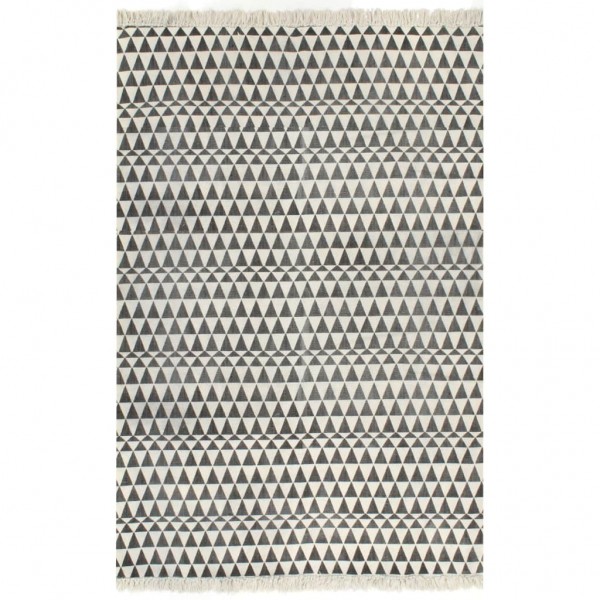 Alfombra de algodón Kilim con estampado negro/blanco 160x230 cm D