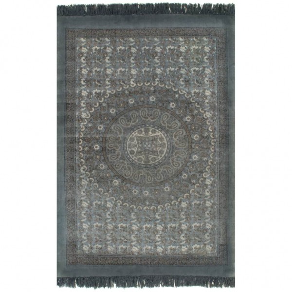 Tapete de algodão Kilim 120x180 cm estampado cinza D