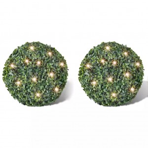 Hoja Artificial Bola de poda 27 cm Con cuerda de LED solar 2 piezas D