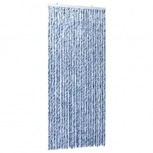 Cortina anti-insetos 100x220 cm chenille azul. branco. prateado H