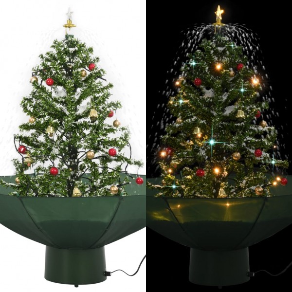 Árbol de Navidad con nieve con base en paraguas verde 75 cm D