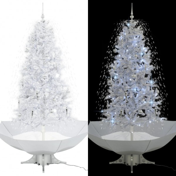 Árbol de Navidad con nieve con base en paraguas blanco 190 cm D