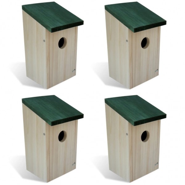 Casa para pájaros 4 unidades madera 12x12x22 cm D