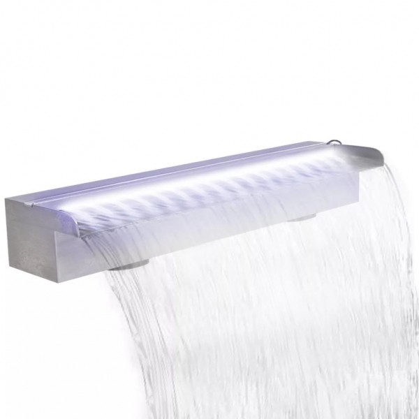 Fonte de cascata LED rectangular para piscina de aço inoxidável 60 cm D