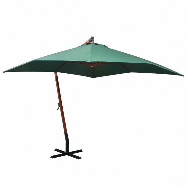 Um guarda-chuva pendente de madeira de 300x300 cm verde D