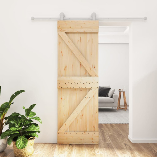 Puerta corredera con herrajes madera maciza de pino 70x210 cm D