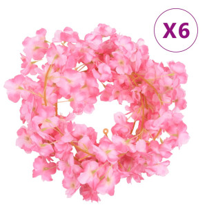 Guirnaldas de flores artificiales 6 uds rosa oscuro 180 cm D