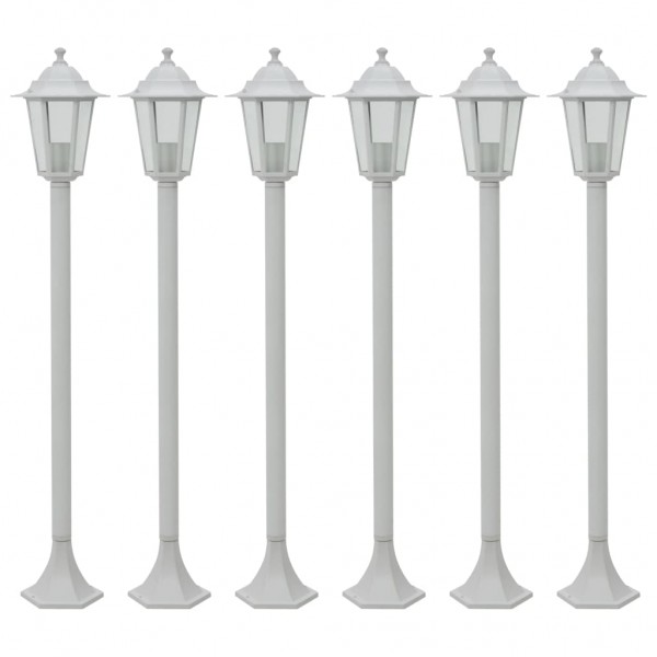 Lanternas de jardim de alumínio branco E27 110 cm 6 unidades D