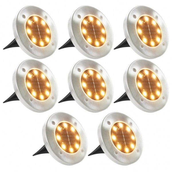 Lámparas solares de suelo 8 uds luces LED blanco cálido D