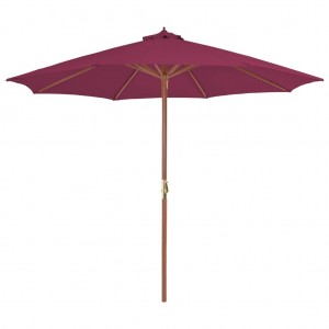 Guarda-chuva de jardim com pau de madeira 300 cm bordeaux D