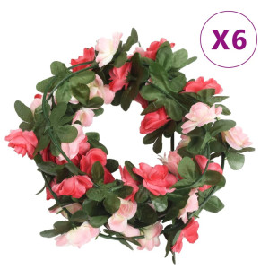 Guirnaldas de flores artificiales 6 uds rosa 250 cm D