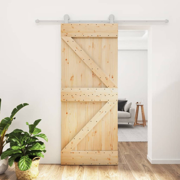 Puerta corredera con herrajes madera maciza de pino 85x210 cm D