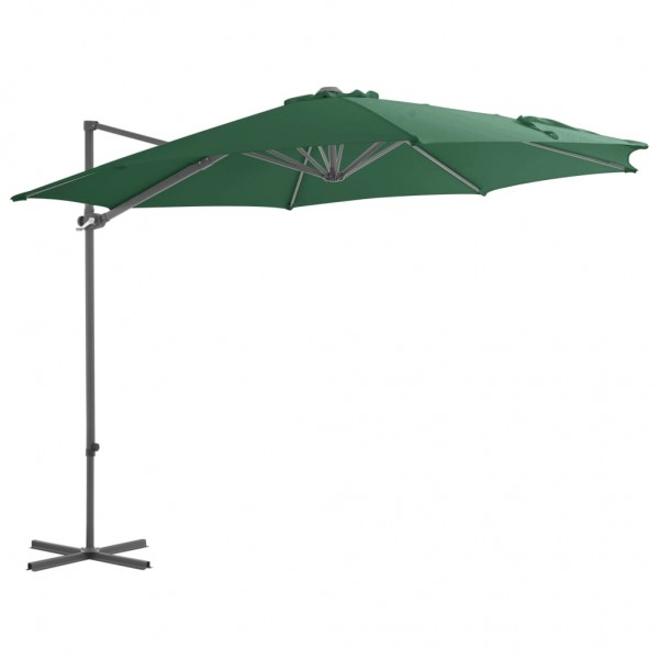 Um guarda-chuva com poste de aço verde de 300 cm D