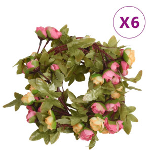 Guirnaldas de flores artificiales 6 uds rosa 215 cm D