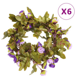 Guirnaldas de flores artificiales 6 uds morado claro 215 cm D