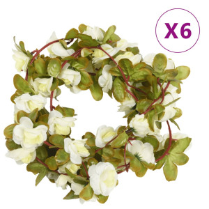 Guirnaldas de flores artificiales 6 uds blanco 250 cm D