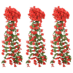 Guirnaldas de flores artificiales 3 uds rojo 85 cm D