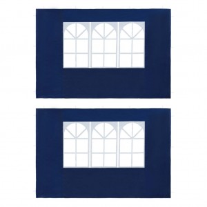 Paredes laterales de carpa de fiesta con ventana PE azul 2 uds D