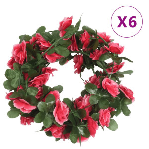 Guirnaldas de flores artificiales 6 uds rojo y rosa 250 cm D