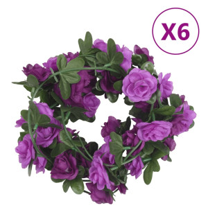 Guirnaldas de flores artificiales 6 uds morado claro 250 cm D