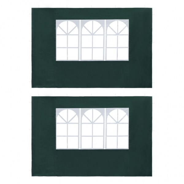 Paredes laterales de carpa de fiesta con ventana PE verde 2 uds D
