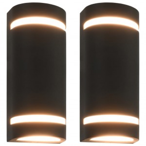 Lámparas de pared de exterior 2 uds 35 W negro semicircular D