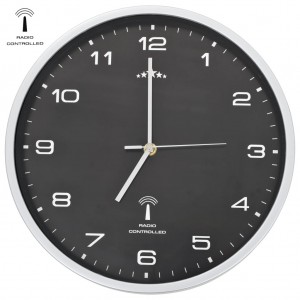 Reloj de pared radiocontrol movimiento de cuarzo 31 cm negro D