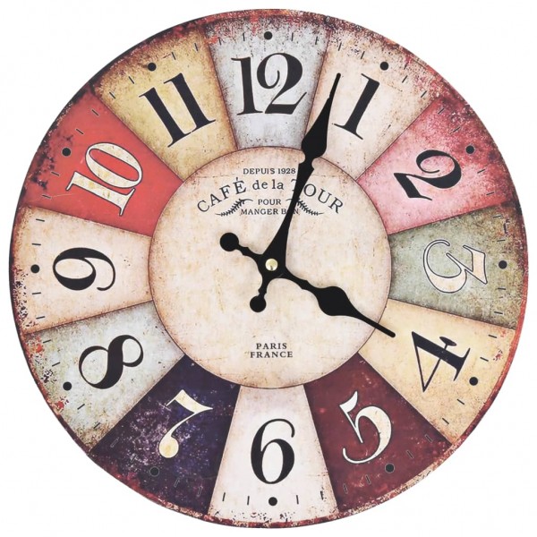 Reloj de pared vintage colorido 30 cm D