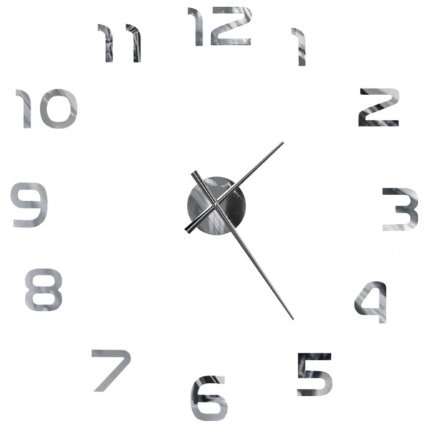 Reloj 3D de pared con diseño moderno 100 cm XXL plateado D