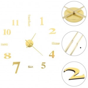 Reloj 3D de pared con diseño moderno 100 cm XXL dorado D
