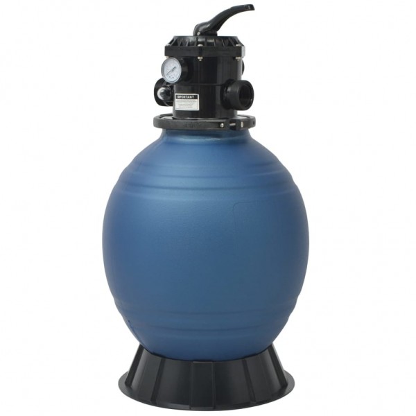 Filtro de areia de piscina válvula de 6 posições azul 460 mm D