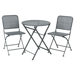 ProGarden Mesa y sillas de jardín 3 piezas acero negro D