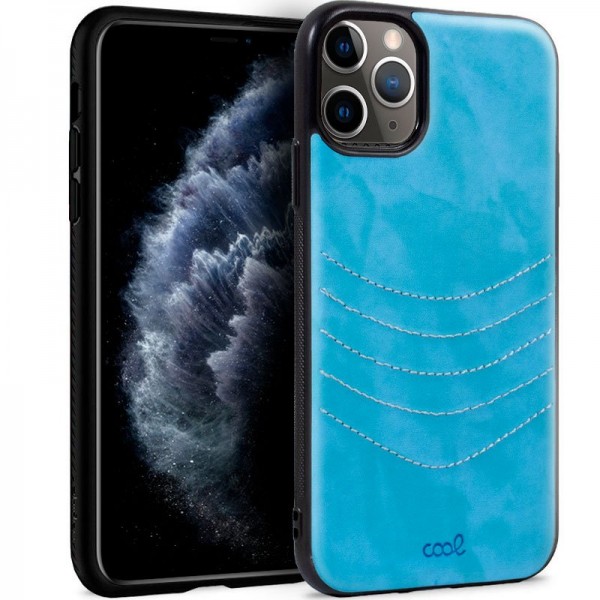 Carcaça COOL para iPhone 11 Pro couro bordado Celeste D