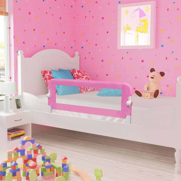 Barandilla de seguridad cama de niño poliéster rosa 120x42 cm D